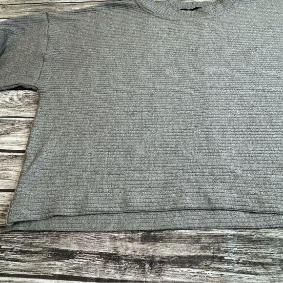 Final Touch Women's Horizontal Ribbed Bubble Sleeve Blouse S SM Small Grey Gray - Picture 7 of 16